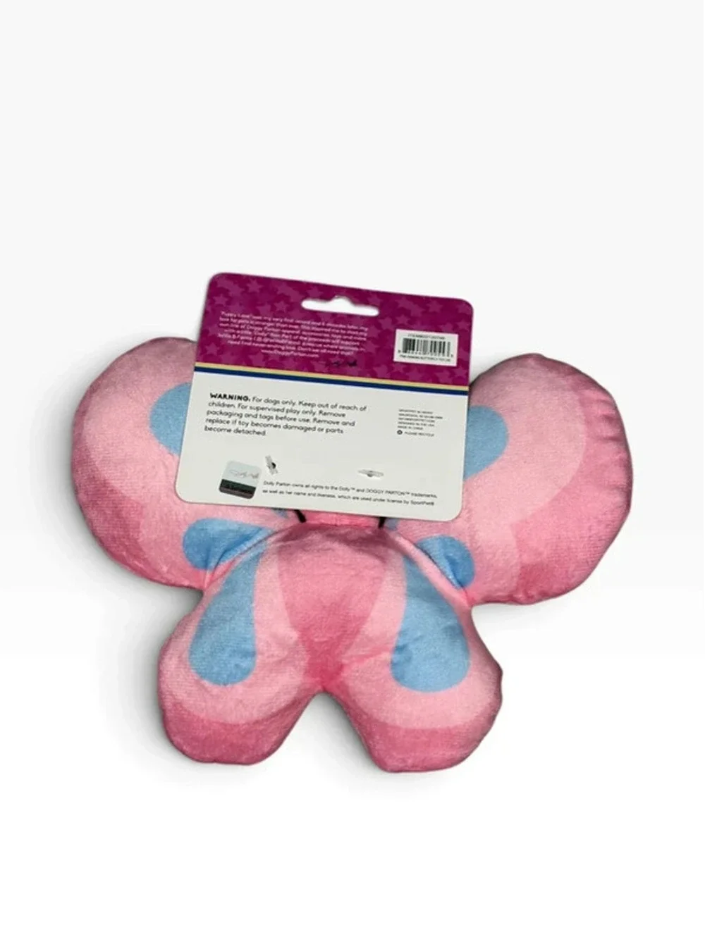 Doggy Parton Pink Butterfly Plush Dog Toy O/S New With Tags